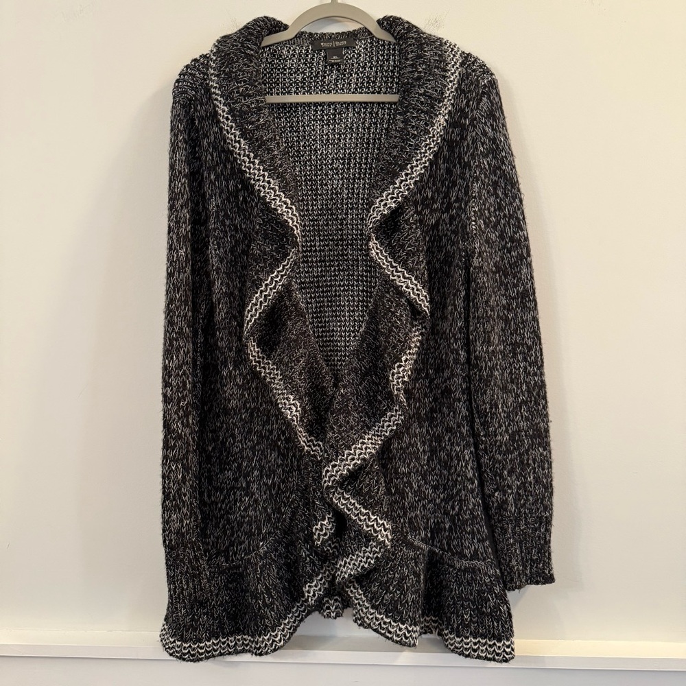White House Black Market Black and Gray Cardigan